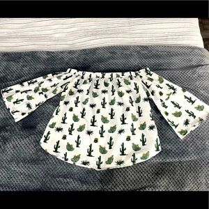 Cactus print off-the-shoulder top size small